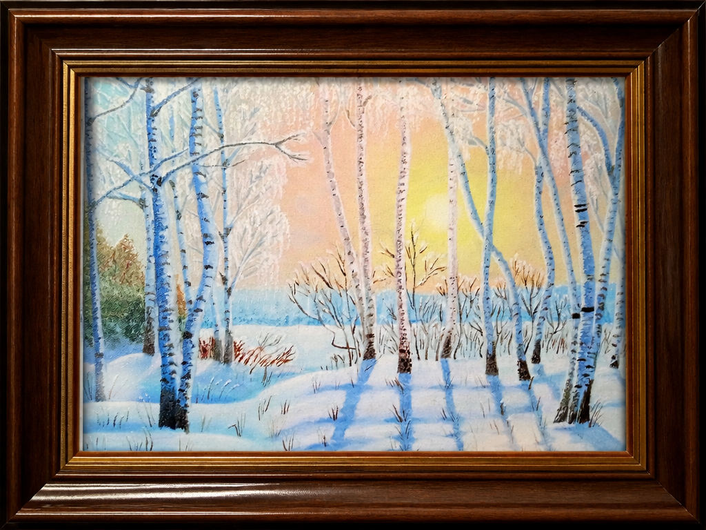 Зимний берёзовый лес на картине Таисии Упаревой